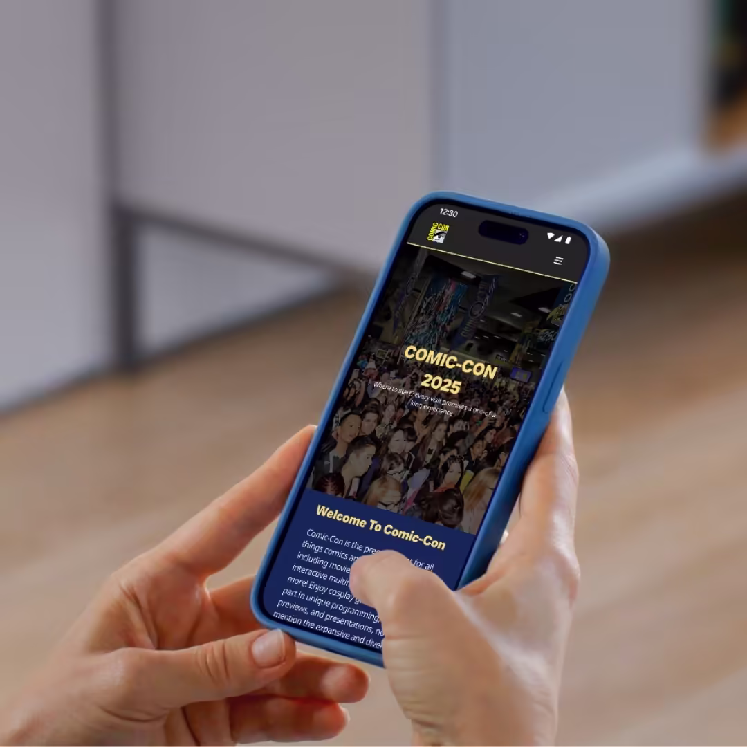 Comic-Con hi-fi prototype mobile — fully designed mobile layout