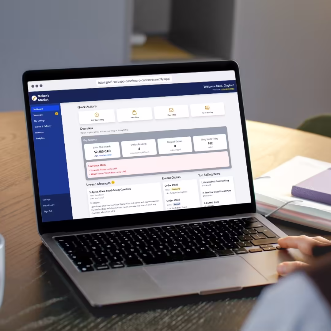Tailwind hi-fi prototype desktop — fully designed desktop layout with component system