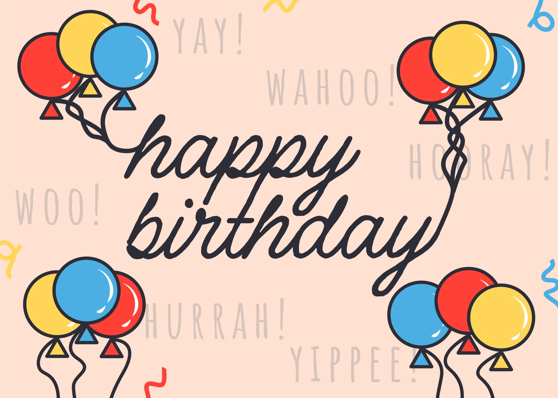 Birthday greeting card front flat — floral illustration with custom hand-lettered typography