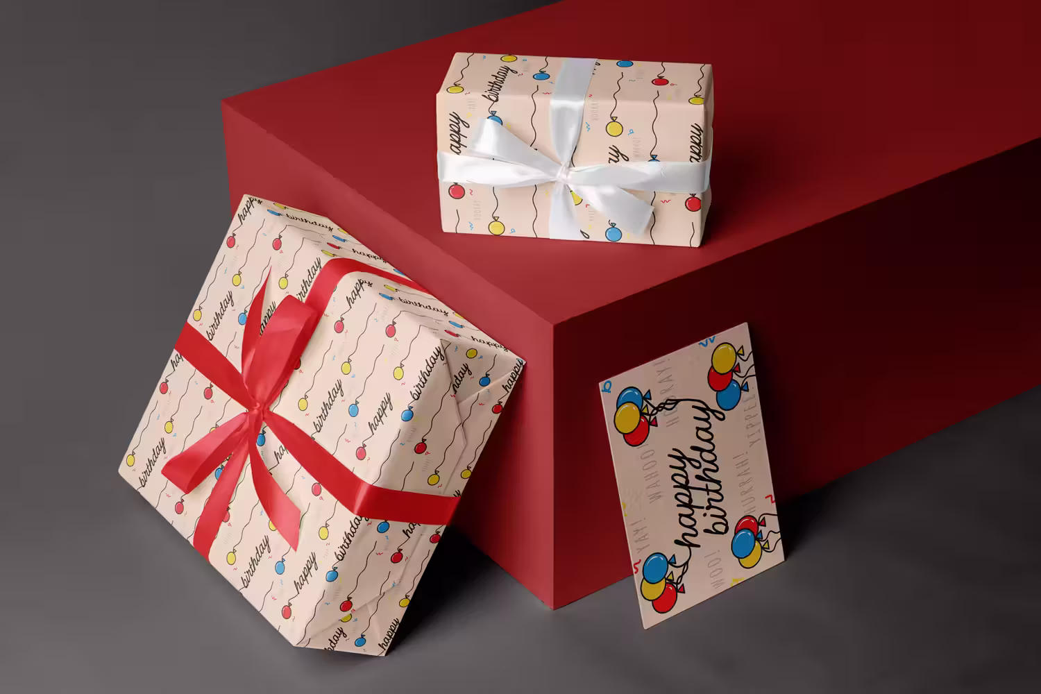 Thematic identity package — repeating pattern mockup for birthday greeting card project