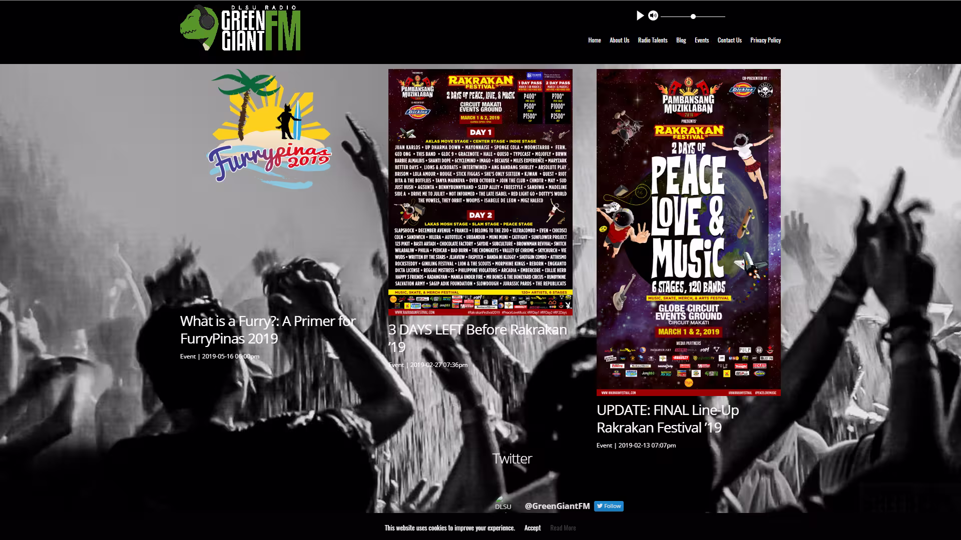Green Giant FM website before directorship — off-the-shelf WordPress theme with minimal customisation