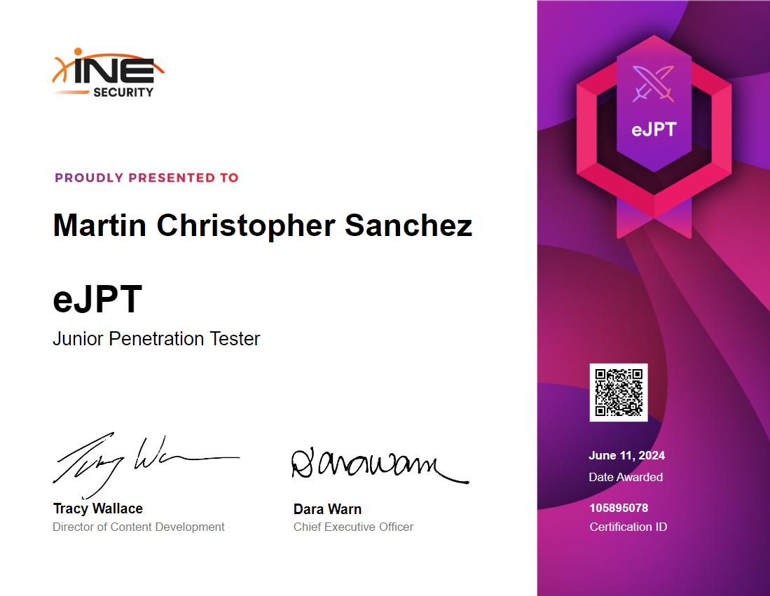 Manulife IT Delivery Center team eJPT certification — June 2024